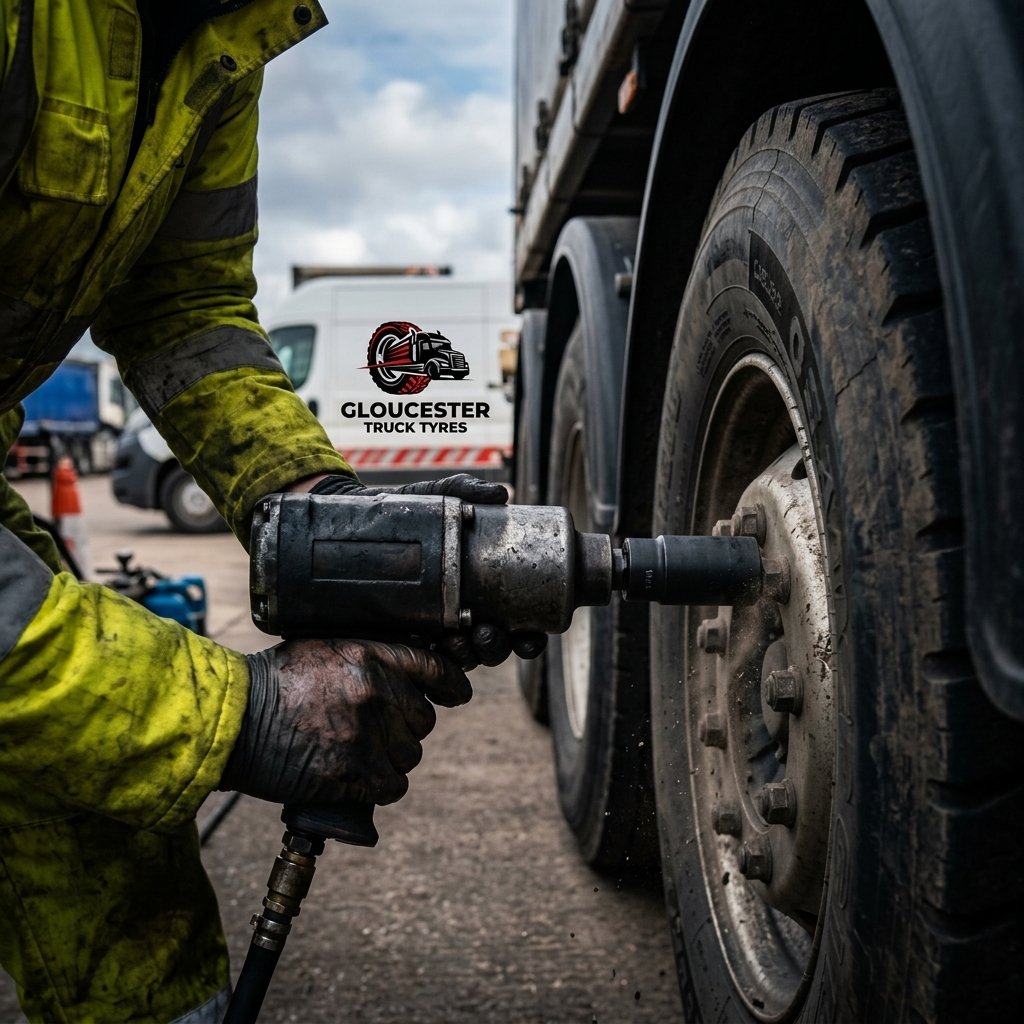 Inside the mobile tyre fitting van showing equipment - Mobile Truck Tyre Fitting in Winchcombe